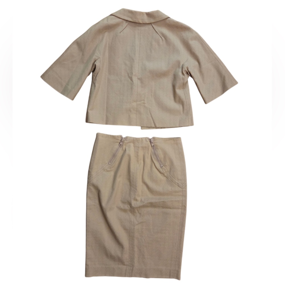 Alessandro Dell'Acqua Khaki Tan Cotton Matching Blazer and Pencil Skirt Set! - Picture 7 of 11